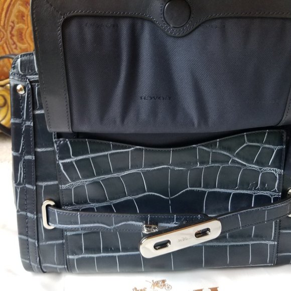 Coach Swagger Frame Satchel in Denim Crocodile-Embossed - Picture 9 of 16